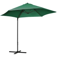 Outsunny 2.5M Garden Cantilever Parasol, Offset Roma Patio Umbrella Hanging Sun Shade Canopy Shelter with 360° Rotation and Cross Base, Green(m-11)