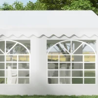 Outsunny 4m x 4m Marquee Party Tent, Heavy Duty Wedding Canopy with Sidewalls, Doors, Windows, Galvanised Garden Gazebo for Parties Events, White(m-7)