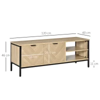 HOMCOM Mueble de TV para Televisores de hasta 50" Mesa de Salón Moderna con Armario 2 Compartimentos Estante Ajustable y Patas de Metal 120x40x46 cm Color Madera Natural(m-3)