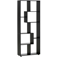 HOMCOM 8-Tier Freestanding Bookcase w/ Melamine Surface Anti-Tipping Foot Pads Home Display Storage Grid Stand Bedroom Living Room Furniture Modern Style - Black