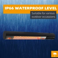 Outsunny Outdoor Patio Garden Warmer 1500W Wall Mounted Electric Infrared Halogen Heater with Remote Control Black(m-5)