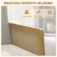 HOMCOM Poltroncina stile Boho da Salotto e Camera in Poliestere con Braccioli in Legno, 65.5x72x78 cm, Grigio(m-4)