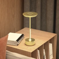 HOMCOM Cordless Table Lamp, Touch LED Desk Lamp with 4000mAh Rechargeable Battery, 3 Colour, for Bedroom Living Room, Gold Tone(m-10)