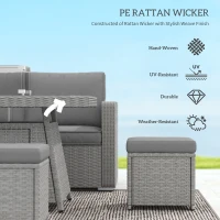 Outsunny Seven-Piece Firepit Table Rattan Sofa Set - Grey(m-4)