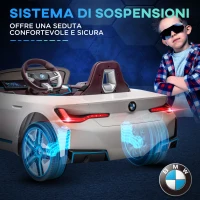HOMCOM Macchina Elettrica per Bambini 3-6 Anni con Licenza BMW con Telecomando, Clacson e Fari, 115x67x45 cm, Bianca(m-7)