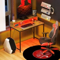 HOMCOM 100cm Computer Desk with LED Lights and Power Outlets, Gaming Desk with Monitor Stand, Computer Table with Remote for Home Office Study, Rustic Brown(m-10)