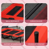 PawHut Lit sur pieds XXL pour chien chat lit de camp animal 122L x 92l x 23H cm rouge(m-6)