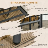 Outsunny Lot de 2 fauteuils chaises de jardin 2 places et métal et corde PE avec coussins, noir et gris(m-7)