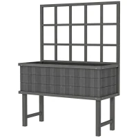 Outsunny 45 x 105cm Wooden Garden Planter, with Trellis - Grey(m-11)