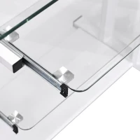 HOMCOM Compact Computer Desk with Keyboard Tray and Wheels, Mobile Home Office Desk for Small Spaces with Sliding Tempered Glass Shelf, White(m-9)