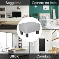 HOMCOM Pouf Poggiapiedi in Tessuto Effetto Lino Imbottito, 40x30x24cm, Grigio(m-7)