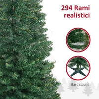 HOMCOM Albero di Natale Artificiale 150cm Alto e Stretto con Rami Realistici e Base in Plastica, Verde(m-6)