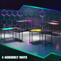 HOMCOM Reversible 'L' LED Light Gaming/Work Desk - Black(m-8)
