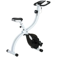 SPORTNOW Vélo d'appartement pliant, vélo de fitness, 8 niveaux de résistance magnétique, selle réglable, écran LCD, acier blanc(m-11)