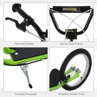 HOMCOM Kick Scooters for Kids with Adjustable Height, Anti-Slip Deck, Dual Brakes, Rubber Tyres, for Boys and Girls Aged 5+ Years Old - Green(m-6)