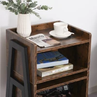 HOMCOM Lot de 2 Tables de Chevet empilables Tables de Nuit en bois table d'Appoint Style Industriel 46 x 35 x 52,5 cm Marron Rustique et Noir(m-9)