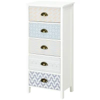 HOMCOM Slim Storage Cabinet Organiser, Chest of Drawers, 5-Drawer Dresser with Metal Handle for Living Room, Bedroom, Purple(m-11)