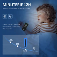 HOMCOM Ventilateur colonne oscillant 70° 3 modes et 3 vitesses minuterie 12h 45 W convient à l'aromathérapie télécommande noir(m-7)