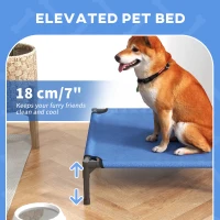 PawHut Raised Dog Bed Cat Elevated Lifted Portable Camping w/ Metal Frame Blue (Medium)(m-5)