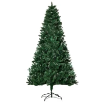 HOMCOM Árbol de Navidad Artificial 210 cm Ignífugo con 1064 Ramas con 2 Tipos de Puntas de PVC Base Plegable y Soporte de Acero Decoración Navideña de Interior Verde(m-1)