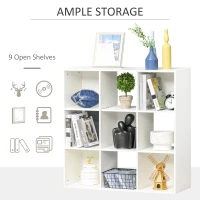 HOMCOM 3-tier 9 Cubes Storage Unit Particle Board Cupboard Bookcase Organiser Home Office Shelves, White(m-5)