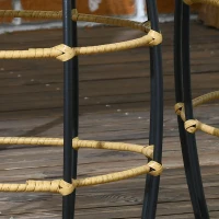 Outsunny Lot de 2 tables basses gigognes de jardin table d'appoint ronde encastrables résine tressée imitation rotin kaki foncé(m-9)