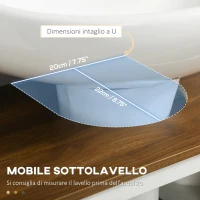 kleankin Mobile Bagno Sotto Lavabo con Armadietto a 2 Ante e Ripiano Aperto, in Truciolato, 60x30x60 cm(m-5)