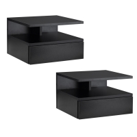 HOMCOM Lot de 2 Tables de Chevet murales - Lot de 2 Tables de Nuit - tiroir Coulissant, Niche, Plateau - Panneaux Particules noir