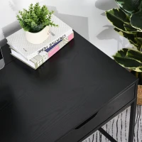 HOMCOM Bureau Informatique Style Industriel Grand Plateau dim. 120L x 60l x 75H cm 2 tiroirs Panneaux Particules métal Noir(m-5)