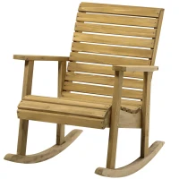 Outsunny Fauteuil à bascule rocking chair d'extérieur jardin en bois massif - 64 x 86 x 85 cm marron(m-10)
