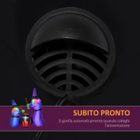 HOMCOM Addobbo Halloween Gonfiabile con Streghe e Calderone, 3 Luci LED Interne e Gonfiatore Integrato, 170x60x180cm(m-5)