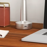 HOMCOM Cordless Table Lamp, Touch LED Desk Lamp with Rechargeable Battery, 3 Colour, for Bedroom Living Room, Silver(m-8)