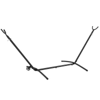 Outsunny Support Pied de hamac Structure Robuste métal époxy Hauteur réglable 6 Niveaux Noir dim. 290L x 120l x 115H cm(m-1)