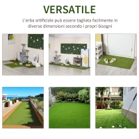Outsunny Tappeto Erboso Sintetico 4x1m Erba 20mm, Finto Prato Verde Anti-UV Atossico e Drenante per Giardino e Cortile(m-7)