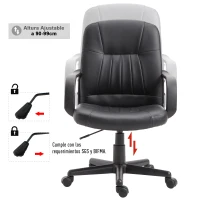 Vinsetto Silla de Oficina Giratoria Sillón de Escritorio Ergonómico con Ruedas Altura Ajustable Negro Material PU 60x60x90-99cm(m-5)