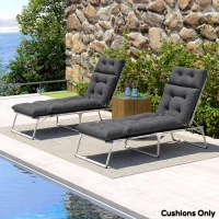 Outsunny Set of Two 190 x 56cm Sun Lounger Cushions - Dark Grey(m-8)