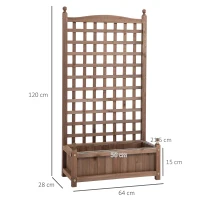 Outsunny Jardinière avec Treillis - bac à Fleurs - jardinière sur Pied - dim. 64L x 28l x 120H cm Inserts d'irrigation Inclus Bois Sapin traité(m-3)