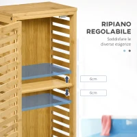 kleankin Armadietto Bagno in Bambù con Ripiano Interno Regolabile, 30x19.9x70 cm, color Legno(m-5)
