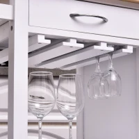 HOMCOM Desserte de cuisine multi-rangements - dim. 89L x 40l x 84H cm - poignées métal MDF blanc plateau bois pin(m-6)