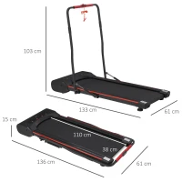 HOMCOM Foldable Walking Machine Treadmill 1-6km/h with LED Display & Remote Control Exercise Fitness for Home Office(m-3)