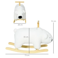 HOMCOM Ours à bascule pour enfant jeux jouet à bascule avec sons pour 3 - 6 ans socle en bois blanc(m-3)