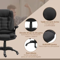 Vinsetto Silla de Masaje con 6 Puntos de Masaje con Función de Calefacción Altura Ajustable y Ruedas 68x72x110-120 cm Negro(m-9)