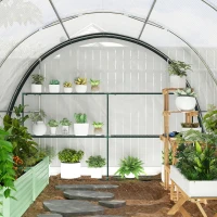 Outsunny 4 x 3(m) Walk-In Tunnel Greenhouse, with Accessories - White(m-9)