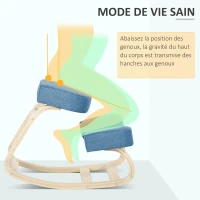 Vinsetto Siège assis-genoux ergonomique chaise à genoux coussin confortable à bascule en tissu et bois(m-6)