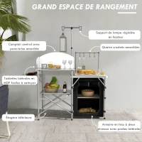 Outsunny Meuble de Cuisine pour le camping avec rangement, table d'extérieur pliante portable en aluminium avec sac de transport(m-4)