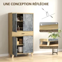 HOMCOM Armoire de cuisine buffet cuisine meuble de rangement avec 2 placards à portes double, étagères réglables et tiroir(m-8)