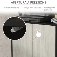 HOMCOM Credenza Moderna con 2 Armadietti e 4 Ante con Apertura a Pressione, 121x37x75cm, Nero(m-6)