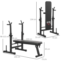 HOMCOM Adjustable Weight Bench, Foldable Bench, with Barbell Rack, Black(m-3)