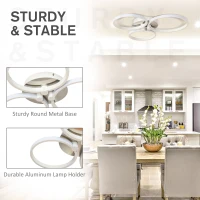 HOMCOM Modern Three Circle LED Ceiling Lamp Light with Metal Base for Bedroom, Hallway, Dining Room, Living Room(m-5)