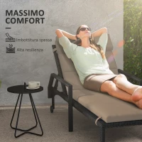 Outsunny Cuscino per Sdraio e Lettino Prendisole in Tessuto con Lacci di Fissaggio, Grigio Scuro(m-4)